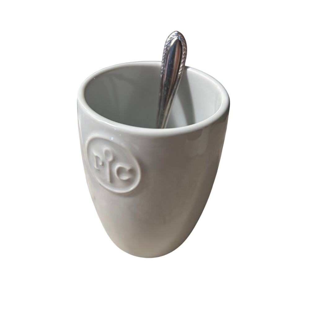 Pampered Chef White Small Utensil crock or mug - Repurposed -20D- Microwave eggs